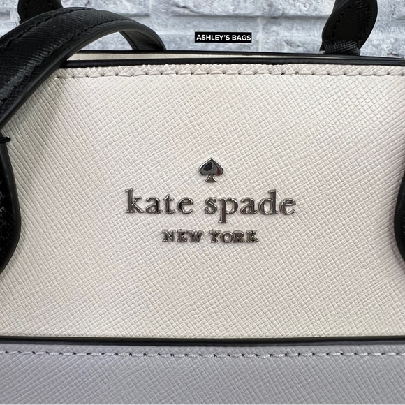 Kate Spade Madison Colorblock Medium Satchel & Large Bifold Wallet Platinum Grey - Picture 3 of 16